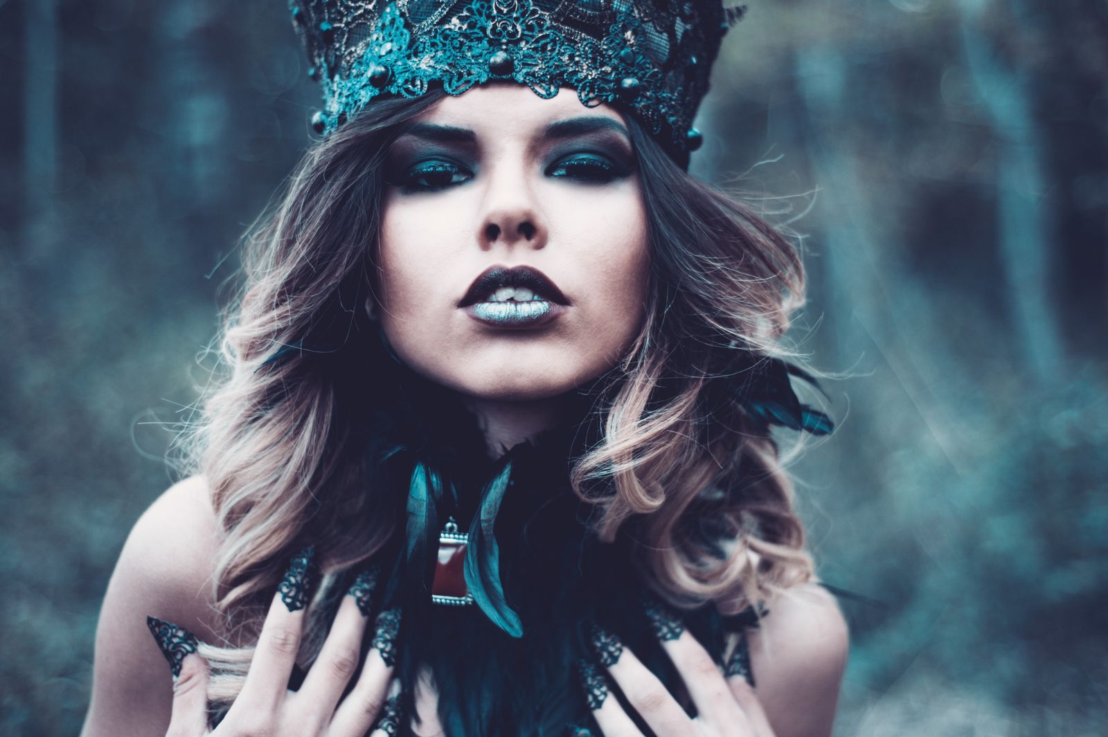 A moody blue portrait
