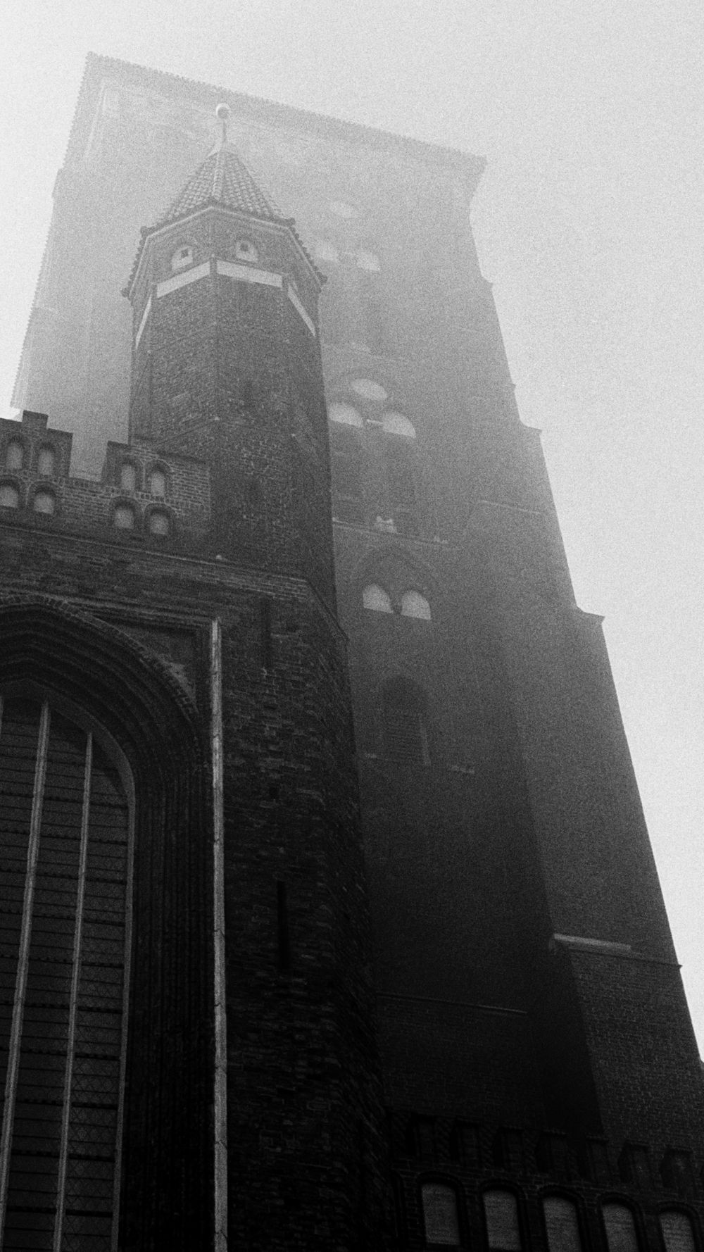 A gothic castle in fog