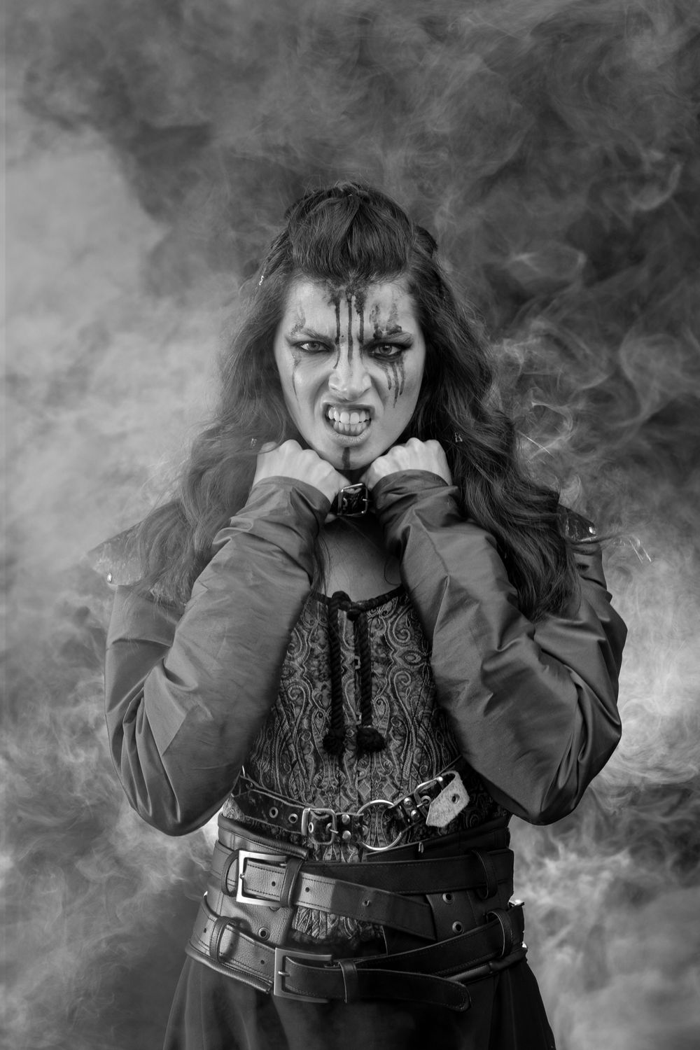 Portrait of a stern warrior