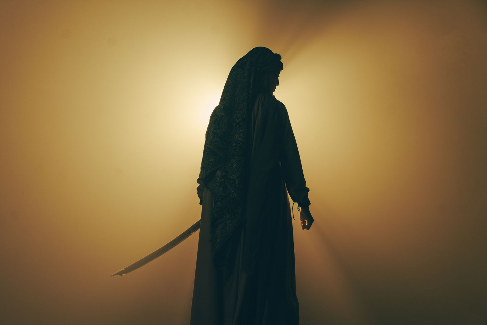 A warrior's stance in mist