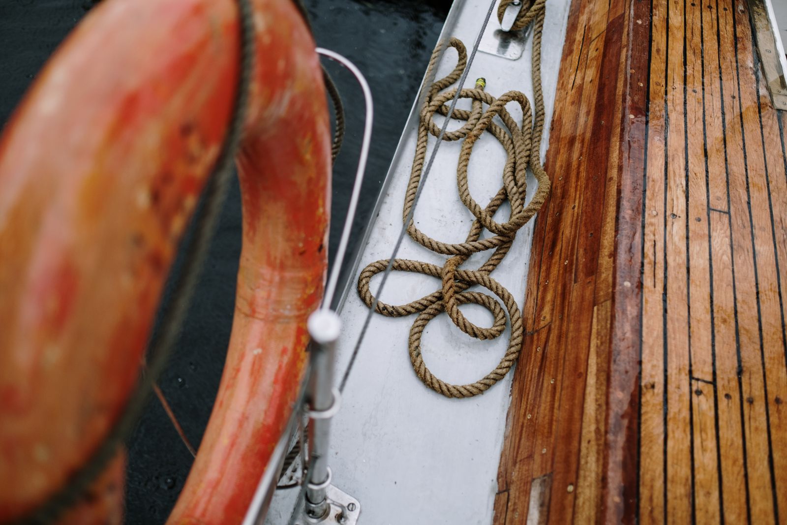 A ship deck with a lantern