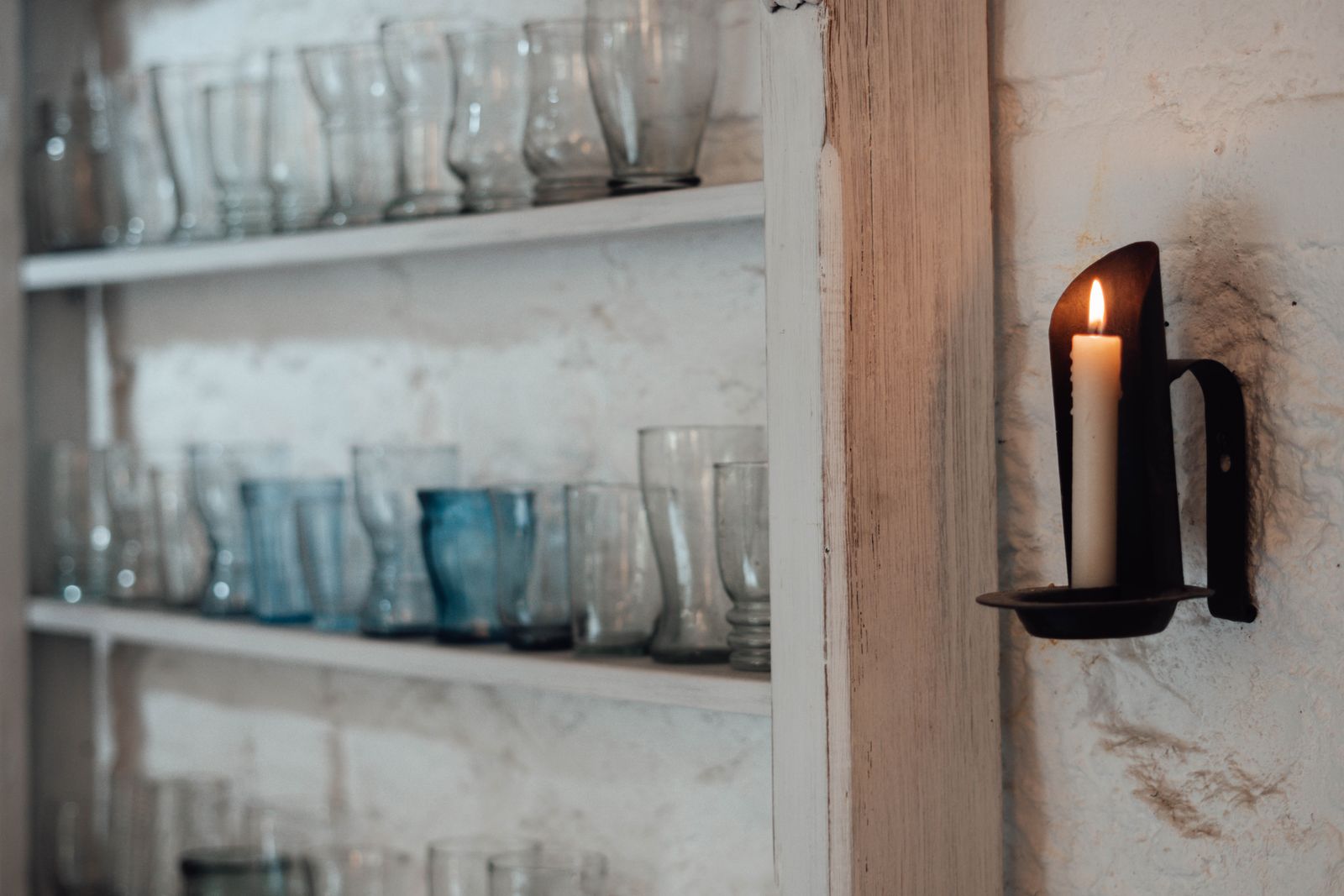 Dark library shelves